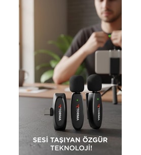 Torima Yaka Mikrofonu Type-C Uyumlu 360 Ses Algılama Özellikli Kablosuz Mikrofon WM01 Siyah