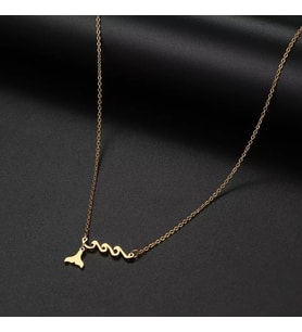 Kişiye Özel 925 Ayar Gümüş Deniz Dalgası Kolye (Gold)