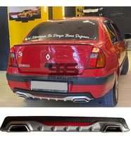 Renault Clio 2 Sedan Difüzör Arka Tampon Eki 2 Egzoz Çıkışlı Gri Reflektörlü
