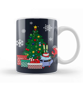 Mr Krabs Around The Christmas Tree Spongebob Kupa Bardak Porselen