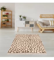 Taş Döşeme Desenli Modern Dijital Baskı Yıkanabilir Kaymaz Taban Salon Halı ve Yolluk (Kahverengi) (Somon)