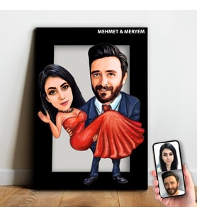 Kişiye Özel Sevgili Karikatür Ahşap Tablo - mx6