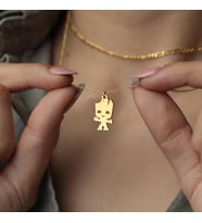 Kişiye Özel 925 Ayar Gümüş Groot Marvel Süper Kahraman Kolye (Gold)