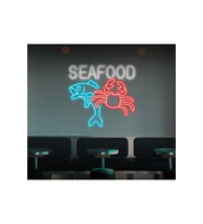 SEAFOOD Yazılı ve Şekilli Neon Tabela