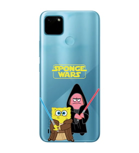 Realme C21Y/C25Y Uyumlu Sunger Bob Star Wars Desenli Şeffaf Telefon Kılıfı