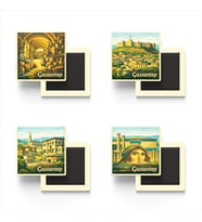 Gaziantep - Baskılı Buzdolap Magneti Kare - 9x9 cm - 4 Adet