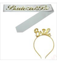 Bride To Be Kuşak ve Bride Metal Taç Seti - Altın
