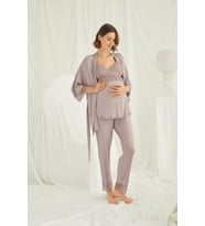 Monamise 18431 Vizon Hamile Lohusa 3 Lü Pijama Sabahlık Tk