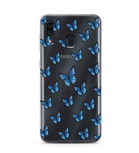 Samsung Galaxy A20/A30 Uyumlu Kelebek Desenli Şeffaf Telefon Kılıfı
