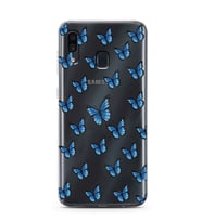 Samsung Galaxy A20/A30 Uyumlu Kelebek Desenli Şeffaf Telefon Kılıfı