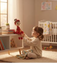 Amigurumi Oyuncak Kız Kırmızı Elbiseli Bebek