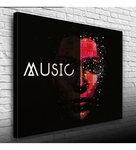 Music Afiş Siyah Kırmızı Tonlarda Kanvas Tablo 50 x 70
