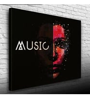 Music Afiş Siyah Kırmızı Tonlarda Kanvas Tablo 50 x 70