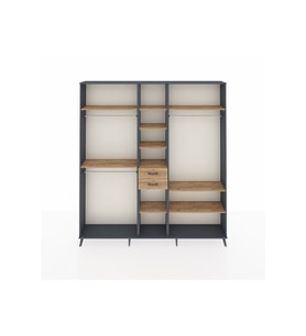 Arges Gardrop 10 Raflı 2 Çekmeceli 3 Askılı 220x30x243 Antrasit-Çam
