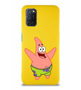 Oppo A92 Soft Premier Kapak Patrick Yıldız Tasarımlı Silikon Kılıf - Sarı (Şeffaf)