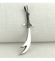 mh-225 925 Ayar Gümüş Kırmızı Taşlı Zülfikar Model Kolye Ucu
