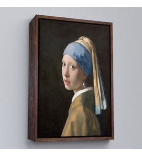 Çerçeveli İnci Küpeli Kız Kanvas Tablo, Ressam Johannes Vermeer (Siyah)