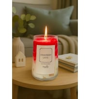 Mumelia Candles Strawberry Latte - Doğal Soya Cam Bardak Tasarım Mum