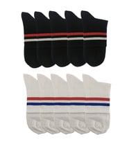 Unisex 10'lu Siyah-Beyaz Kısa Tenis Çorabı