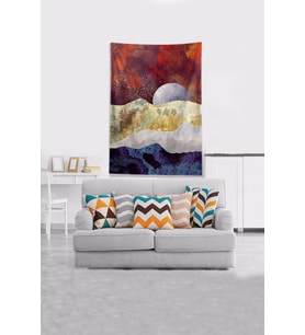 Kızıl Ayın Serüveni Leke Tutmaz Kadife Kumaş Duvar Örtüsü Duvar Halısı Tapestry (Mor)