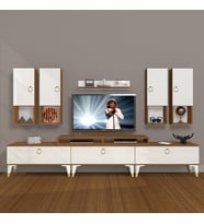 Decoraktiv Ekoflex 8DA Mdf Gold Tv Ünitesi Tv Sehpası - Ceviz Beyaz (Beyaz - Kahverengi)