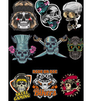İskelet Sticker Set-5 9 Parça Telefon, Tablet, Defter, Laptop Sticker