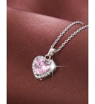 PANDORA MODEL KALP KOLYE PEMBE TAŞLI 925 AYAR GÜMÜŞ KOLYE