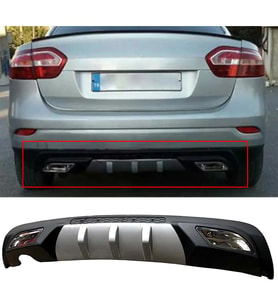 Renault Fluence Difüzör Difizör Gri + Kare Egzoz Görünüm C Tip 2009-2016
