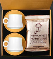 İkili Porselen Bambu Türk Kahvesi Fincanı & Türk Kahvesi