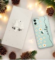 Dikey Papatya Tasarımlı Kişiye Özel Şeffaf Telefon Kılıfı (Tüm Telefon Modelleri Mevcuttur.) - Hediye Kutulu