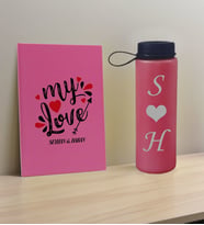 BK Gift Sevgiliye Özel İsimli Pembe Defter ve Fuşya Cam Matara Hediye Seti-14, Sevgiliye Hediye, Sevgililer Günü, Yeni İş Hediyesi