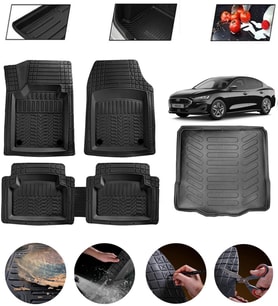 Ford Focus 5 Sedan Tamir Kitli Uyumlu Paspas Araca Özel Bagaj Havuzu MBS Siyah