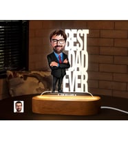 BK Gift Kişiye Özel Baba Karikatürlü Dekoratif 3D Biblo LED Işıklı Gece Lambası-6, Babaya Hediye, Babalar Günü Hediyeleri