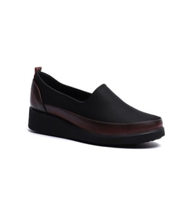 KUUM LONDON K152509 Bordo Siyah Dolgu Taban Kadın Ayakkabı