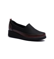 KUUM LONDON K152509 Bordo Siyah Dolgu Taban Kadın Ayakkabı