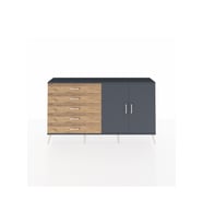 Arges Konsol 2 Raflı 5 Çekmeceli 2 Kapaklı 176x30x99 Antrasit-Antrasit/Çam