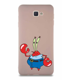 Samsung Galaxy J7 Prime Soft Premier Kapak Bay Yengeç Tasarımlı Silikon Kılıf - Pudra (Şeffaf)
