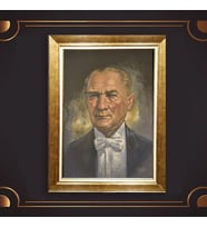 Özel Seri Paspartulu Çerçeveli Atatürk Tablo l72 (Gold)