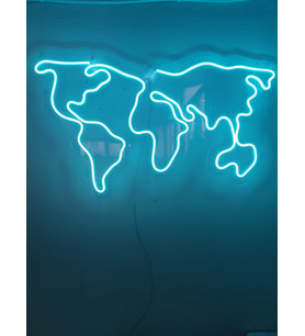 Dünya Haritası Neon Tabela Neon  Led Dekoratif Duvar Aydınlatması Neon Duvar Dekorasyonu 66x38cm