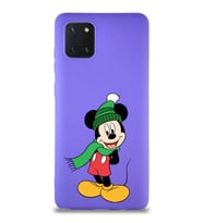 Samsung Galaxy A81 Soft Premier Kapak Mickey Mouse-G Tasarımlı Silikon Kılıf - Mor (Şeffaf)