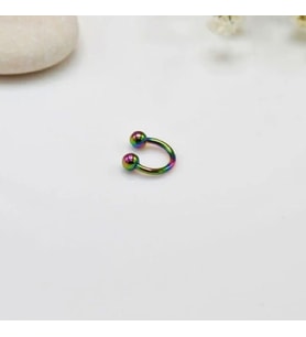 6 mm Düz Çelik Tragus Helix Piercing Hologram Renk Ucu Toplu