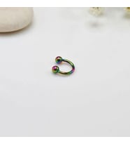 6 mm Düz Çelik Tragus Helix Piercing Hologram Renk Ucu Toplu (Çok Renkli)