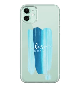 Apple Mavi Make-up Brush Tasarımlı Şeffaf Telefon Kılıfı