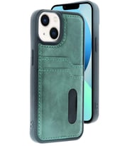 iPhone 14 Kılıf Sara Kartvizitli Deri Kılıf - Koyu Yeşil