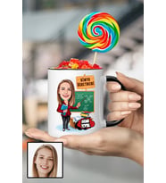 Kadın Kimya Öğretmenine Hediye Karikatürlü Siyah Kupa Bardak