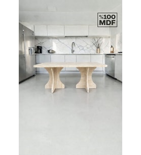 Dikdörtgen Salon Yemek Masası Kemer Ayak - 36mm Kalın Kenarlı 160x90-Traverten