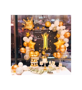 Çıtıpıtıstore Kral Taçlı 1 Yaş Doğum Günü Balon Konsepti