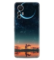 Xiaomi 12 Lite Kılıf Silikon Desen Özel Seri Ay ve Kız 1720