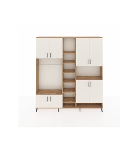 Arges Dolap 18 Raflı 8 Kapaklı Tek Askılı 220x30x243 Çam-Aytaşı/Çam