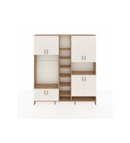 Arges Dolap 18 Raflı 8 Kapaklı Tek Askılı 220x30x243 Çam-Aytaşı/Çam